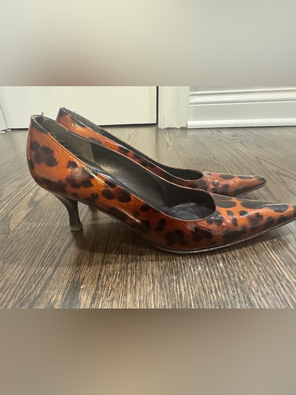 Vintage Stuart Weitzman Leather Animal Print Kitten Heel- Y2K Mob Wife Glam (7N)